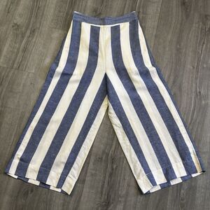 Madewell Huston Pants Capri Crop Women's Small Linen Pull On Crop Wide Leg Beach